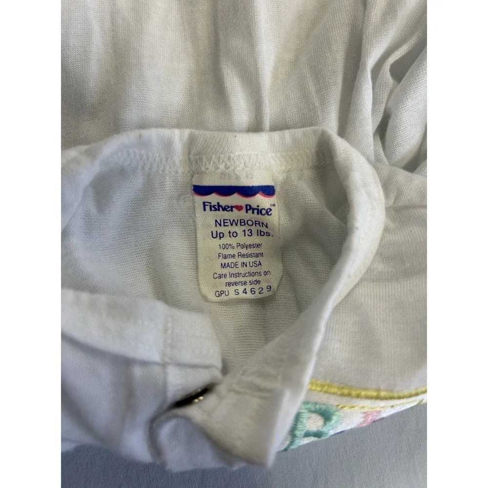 Vintage 80s/90s Fisher-Price Baby Newborn Sleep Gown Made in USA Elastic Bottom